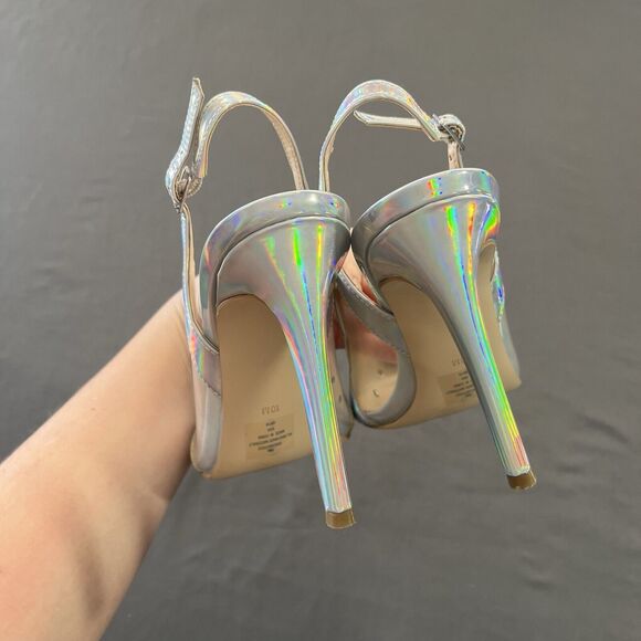 GUESS Iridescent clear Strappy Stiletto Sling back heel - Picture 8 of 11